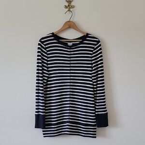 Chico's Zenergy Navy White Stripe Thermal Sweater Tunic Size Medium
